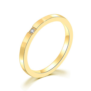 单粒钻石戒指简约玫瑰金钛钢戒指情侣不锈钢对戒一粒镶钻细款饰品