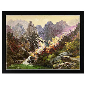 神彩画廊朝鲜纯手绘精品油画朝鲜人民艺术家李华植《金刚山之秋》