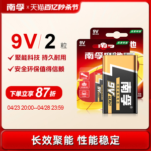 南孚正品 9v碱性电池2粒 方形方块 万用表通用型 1604s体温枪 九伏6LR61 红外线测温仪专用仪器遥控器