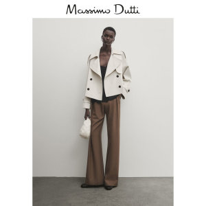 折扣季MassimoDutti女装 2024夏季新款 气质通勤纯棉短版翻领风衣外套 06731819806