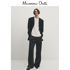 新品特惠 Massimo Dutti 2024女装 休闲慵懒风百搭纯羊毛宽管直筒拖地长裤 05057538665