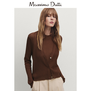 新品特惠  Massimo Dutti 女装 美拉德棕南法气质优雅V领毛衣针织开襟衫06839573700