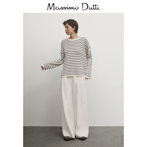 折扣季Massimo Dutti女装2024夏新款休闲慵懒风宽松版条纹圆领毛衣针织衫 05678670712