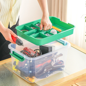 家用工具箱透明五金手提螺丝电工渔具钻头配件塑料车载后备收纳箱