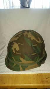 特价越战到现代美军军版公发原品M1钢盔头盔与四色迷彩头盔布