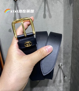 GUCCI/古驰 饰互扣式双G方形搭扣腰带 针扣 低调 简约 男士皮带