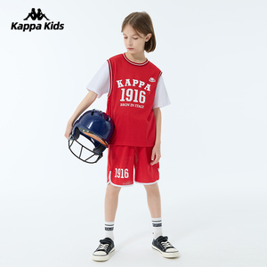 Kappa卡帕童装男童夏款套装儿童夏季短袖短裤吸汗速干运动篮球服