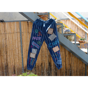 异味杂货 泰国精品设计款手工刺子绣休闲裤 个性手织布春秋长裤子