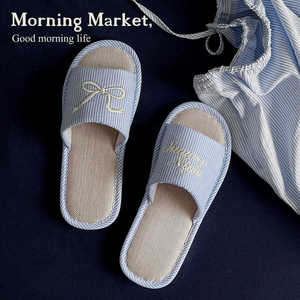 Morning Market 原创海盐奶油 夏日条纹亚麻家居室内四季拖鞋