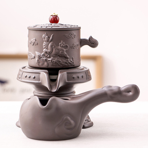 轻奢牛转乾坤自动茶壶紫沙茶具懒人泡茶神器陶瓷功夫泡单壶个家用