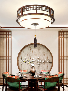 欧普雷士新中式实木吸顶灯中国风小吊灯餐厅卧室禅意茶楼灯玄关过