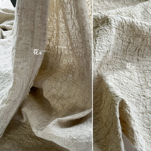 原坯色重工水洗棉麻布创意再造肌理压褶外套手工包服装设计师面料