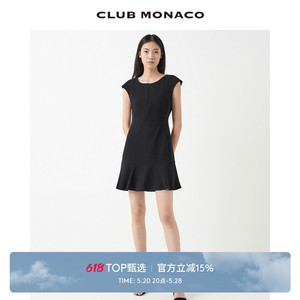 CLUB MONACO女装春夏荷叶边下摆收腰显瘦无袖气质连衣裙