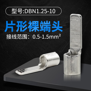 源营DBN1.25-10片形裸端头线耳冷压接线端子片型插针插片紫铜