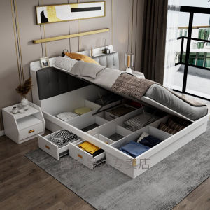 箱式床高箱气压床侧开气动箱式储物床简约现代小户型抽屉床经济型