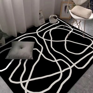 现代简约地毯卧室高级轻奢家用房间黑白风ins地垫客厅茶几沙发毯