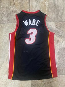新款热火3号韦德 迈阿密 黑色密绣 AU背心球衣红色运动透气篮球服