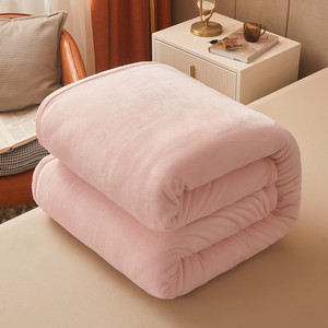 珊瑚绒床单纯色双面绒床单单件粉色珊瑚绒垫单人双藕粉120x200cm