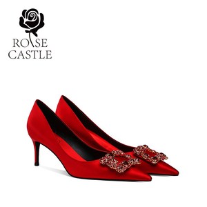 【门店同款】rose castle婚宴鞋 红色秀禾婚鞋女水钻新娘高跟单鞋