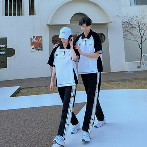 班服夏季韩版初中生运动会套装高中学院风短袖t恤中学生校服裤子