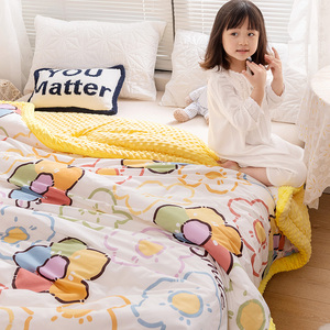 韩国双人豆豆被冬季大人春秋加厚纯棉被子儿童床3D安抚毛毯可机洗