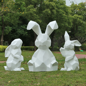 玻璃钢几何兔子雕塑园林景观装饰小品户外块面动物草坪造景大摆件