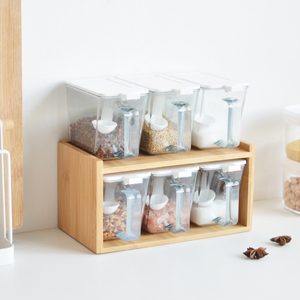 竹白家日式厨房调料罐收纳盒楠竹长方形简约创意杂物整理盒置物架