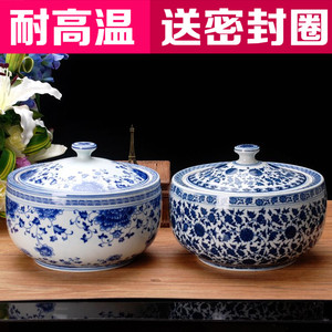 景德镇青花陶瓷猪油罐子密封储物罐大号茶叶罐蜂蜜瓶带盖厨房家用