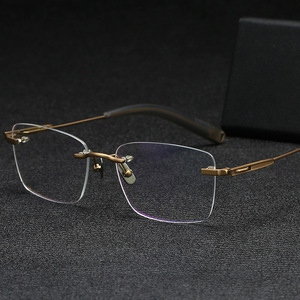 新款钛架无框眼镜架80814方框纯钛复古文艺可配近视有度数批发