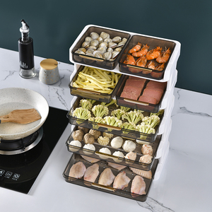 菜架子厨房置物架加厚塑料多层配菜盒家用台面分格备菜神器放菜盘