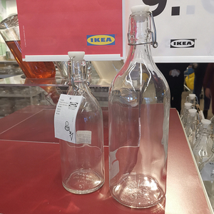 包邮宜家考肯透明玻璃附塞瓶子密封饮料果汁葡萄酒瓶食品蜂蜜储藏