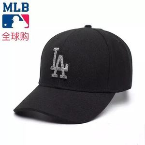 MLB棒球帽正品LA帽子男女鸭舌遮阳帽黑色镶钻17LA1UCD03800