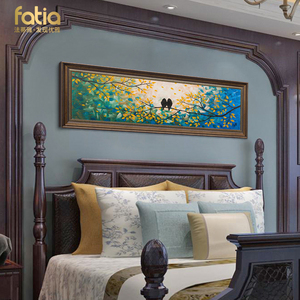 美式花鸟卧室床头装饰画主卧背景墙挂画温馨浪漫房间复古欧式壁画