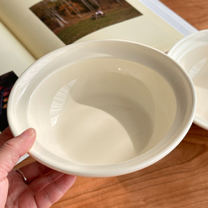 白屿 青森系列奶白色6.3英寸碗家用陶瓷米饭碗简约纯色早餐碗