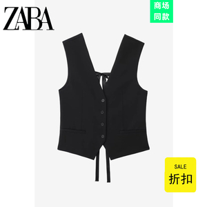ZA 夏季新款女装设计感时尚背部蝴蝶结饰直筒背心马甲上衣5427766