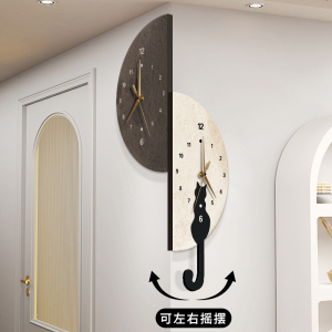 挂钟客厅2024新款创意餐厅转角时钟家用时尚挂墙静音摇摆钟表挂表