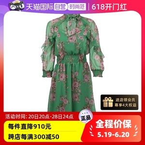 【自营】PINKO女士22新品领部丝巾长袖花卉图案连身裙吊带裙内衬