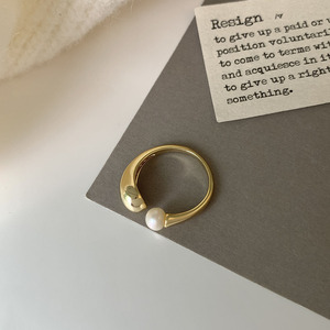 法式复古珍珠开口14K基尼戒指女小众设计个性简约百搭气质戒指环