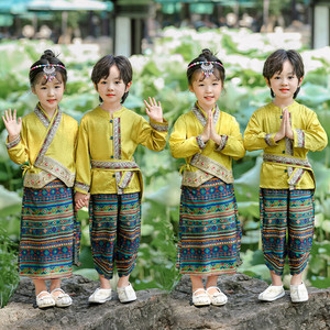 男女童傣族服装套装夏季旅游云南西双版纳复古风少数民族衣服汉服