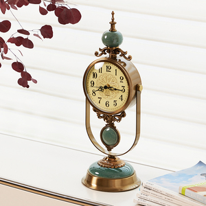 美式表摆台式轻奢座钟客厅桌面时钟装饰台钟家用摆件复古石英钟表