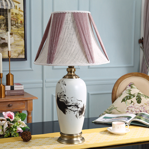 新古典家居客厅陶瓷装饰品摆件新中式高档样板房间软装饰卧室台灯
