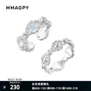 MMAGPY超画幅连锁反应系列银浮雕锁链欧泊戒指女
