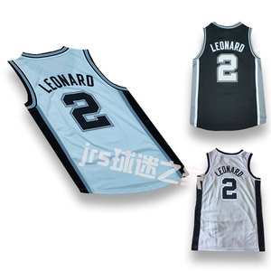 设计马刺定制伦纳德2号刺绣球衣小卡灰色黑色白色莱昂纳德篮球服