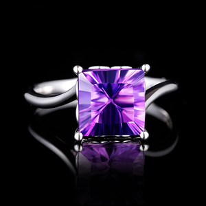 廷亮廷亮珠宝3克拉紫水晶戒指 18K金水晶戒指 彩色宝石