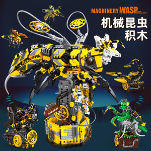 跨境热销小角度JD011-015机械昆虫蝎子积木黄蜂拼装玩具孩礼物
