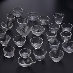 日式锤纹茶杯意境菜甜品刺身清酒呗品茗杯冷菜装饰杯玻璃碟玻璃碗
