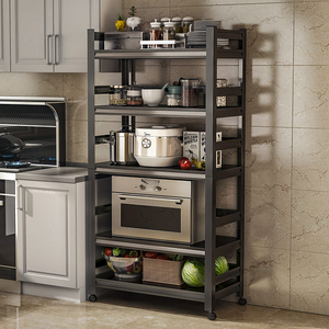 厨房置物架落地可移动多层家用微波炉多功能收纳锅架子橱柜储物柜