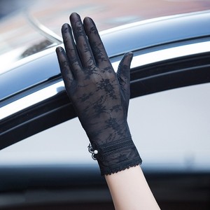 夏季女士防晒黑色蕾丝手套女轻薄款透气夏天女式开车专用短款防嗮
