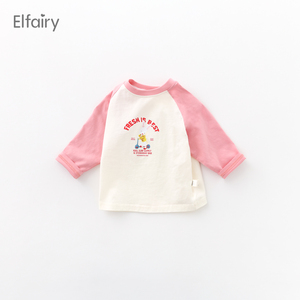 Elfairy儿童长袖t恤女童打底衫婴儿圆领卡通内搭女宝宝上衣春秋棉