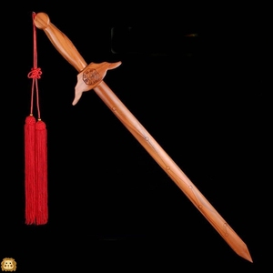 纯桃木剑实木道士七星晨练太极林正英剑客厅挂件一体儿童玩具宝剑
